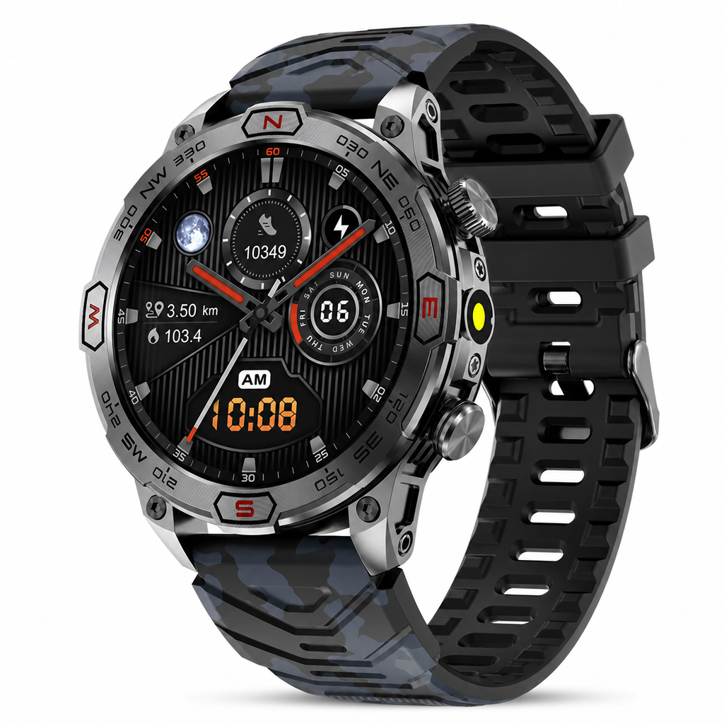 Rugged Smart Watch with Bluetooth Call & Health Monitor