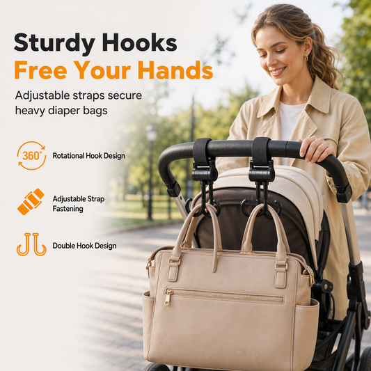 ⏳Time-Limited Special⏰360 Degree Rotatable Double Stroller Hooks – Heavy Load, Multi-scene, Easy Install ✨