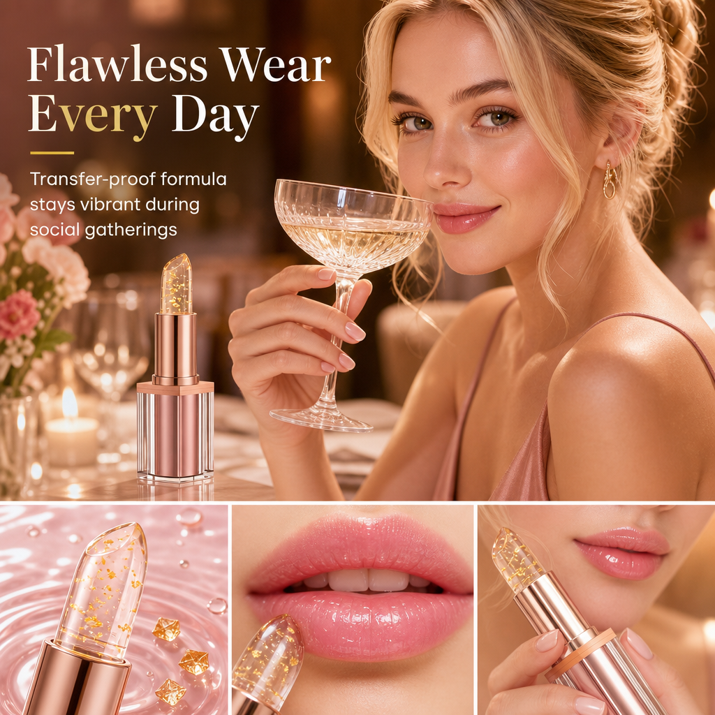 Gold Foil Temperature Color Changing Lip Balm Moisturizing Lip Tint with Vitamin E and Aloe 3.5g
