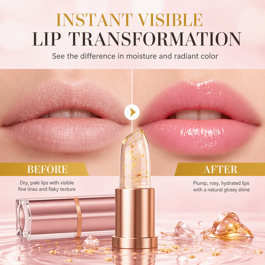 Gold Foil Temperature Color Changing Lip Balm Moisturizing Lip Tint with Vitamin E and Aloe 3.5g