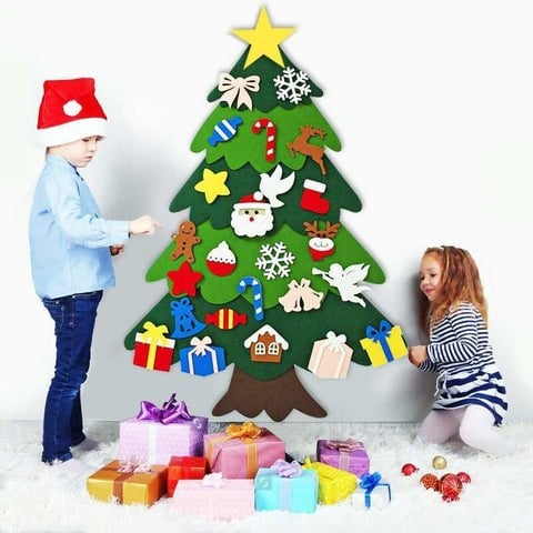 🎄🔥 Christmas Promotion 50% OFF! DIY Felt Christmas Tree Set – No-Glue, No-Mess, Reusable Toddler-Friendly Felt Pieces, Includes Star, Ornaments & Gift Tags, Perfect Family Craft & Wall Decor ✨