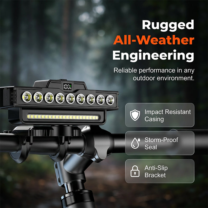 🚴 50% OFF NOW! 💡 Ultra-Bright Bike Light – Dual Beam, 30 LEDs & Real-Time Display – Up to 20H Runtime, Type-C & Remote 🛡️