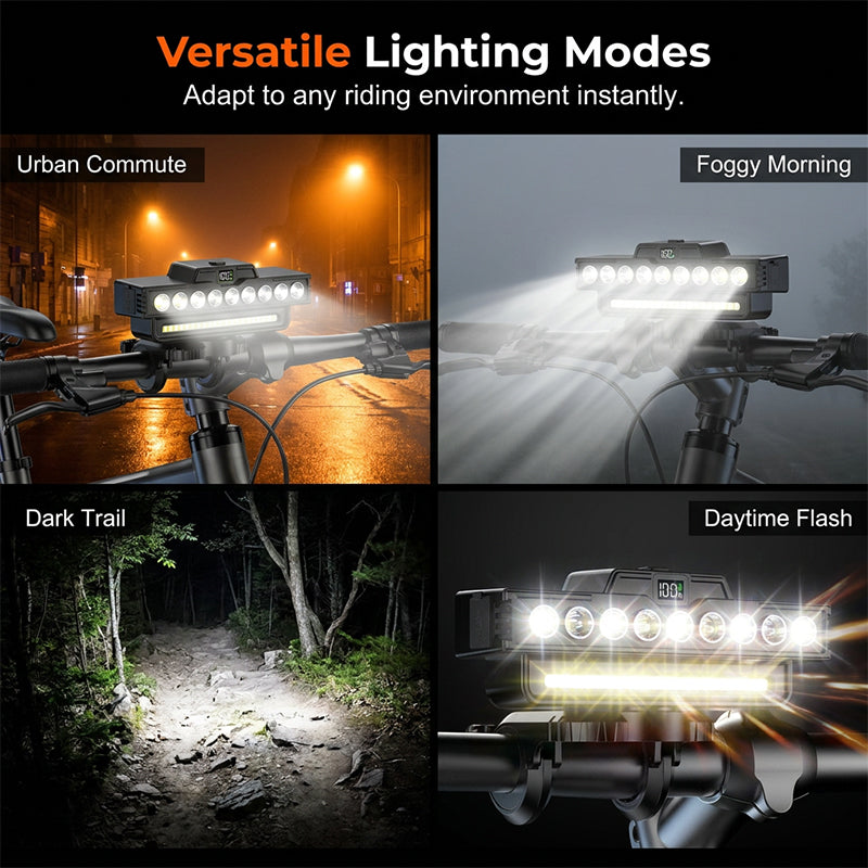 🚴 50% OFF NOW! 💡 Ultra-Bright Bike Light – Dual Beam, 30 LEDs & Real-Time Display – Up to 20H Runtime, Type-C & Remote 🛡️