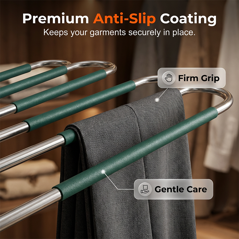 👖🪝Multi-Layer Pants Hanger | Dual-Hanging Modes Maximize Your Closet’s Vertical Space📐