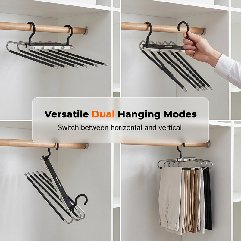 👖🪝Multi-Layer Pants Hanger | Dual-Hanging Modes Maximize Your Closet’s Vertical Space📐