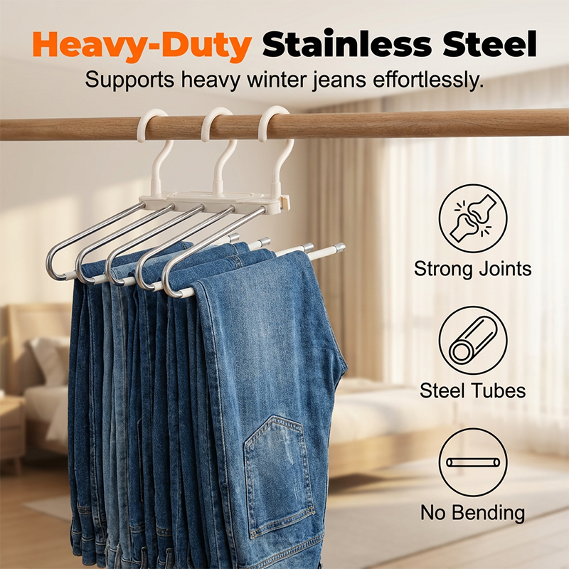 👖🪝Multi-Layer Pants Hanger | Dual-Hanging Modes Maximize Your Closet’s Vertical Space📐