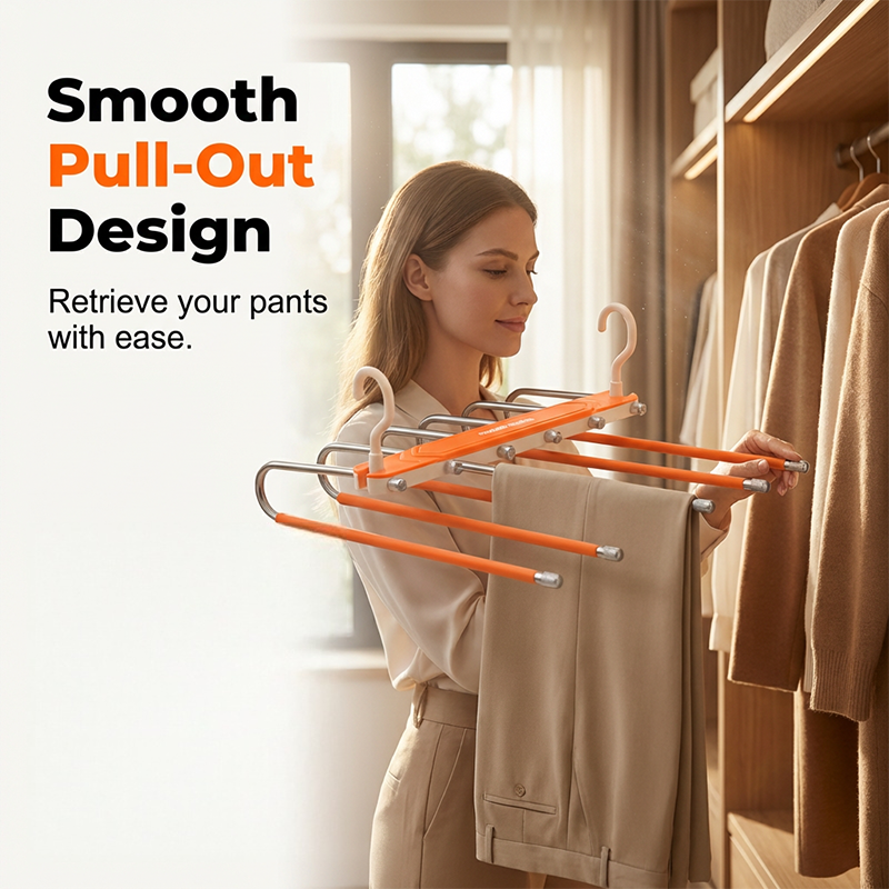 👖🪝Multi-Layer Pants Hanger | Dual-Hanging Modes Maximize Your Closet’s Vertical Space📐