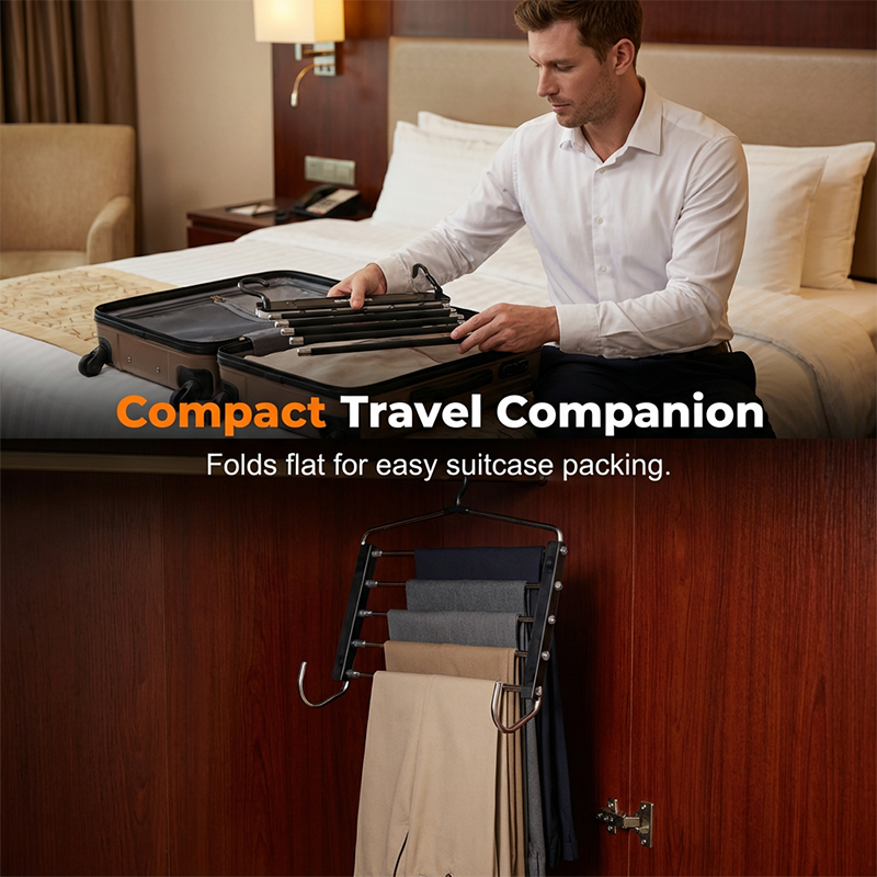 👖🪝Multi-Layer Pants Hanger | Dual-Hanging Modes Maximize Your Closet’s Vertical Space📐