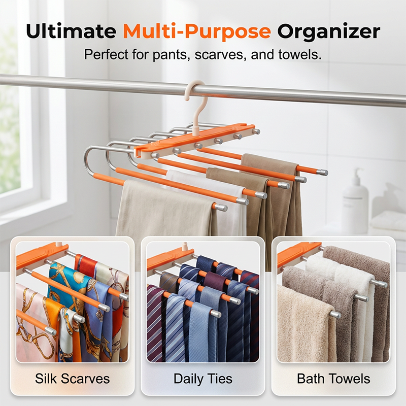 👖🪝Multi-Layer Pants Hanger | Dual-Hanging Modes Maximize Your Closet’s Vertical Space📐