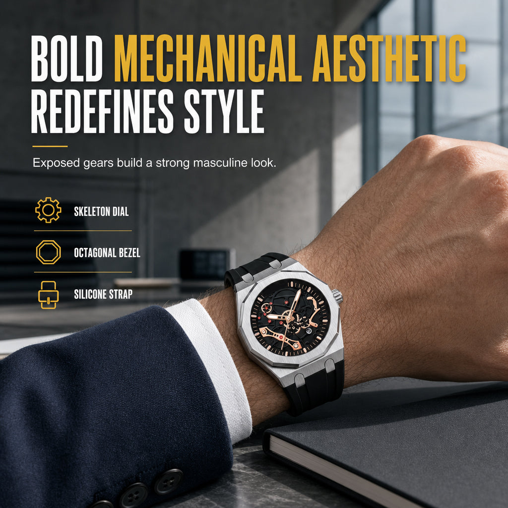 ⌚ 50% OFF NOW! ✨ Men's Sport Quartz Watch – Mechanical Style, Luminous Hands, Date Calendar & Water Resistant – Bold & Versatile 💪