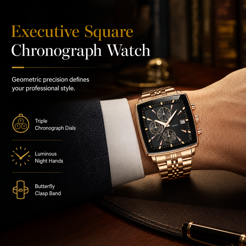 Men's Business Quartz Watch with Stainless Steel Band Waterproof Luminous Hands and Date Display