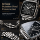 Men's Business Quartz Watch with Stainless Steel Band Waterproof Luminous Hands and Date Display