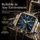 Men's Business Quartz Watch with Stainless Steel Band Waterproof Luminous Hands and Date Display