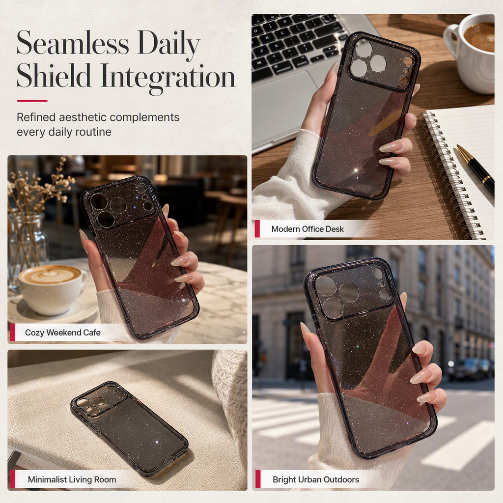✨ Glitter Shockproof Phone Case: Sparkling Shell, Corner Defense, Lens Protection, Anti-Yellowing