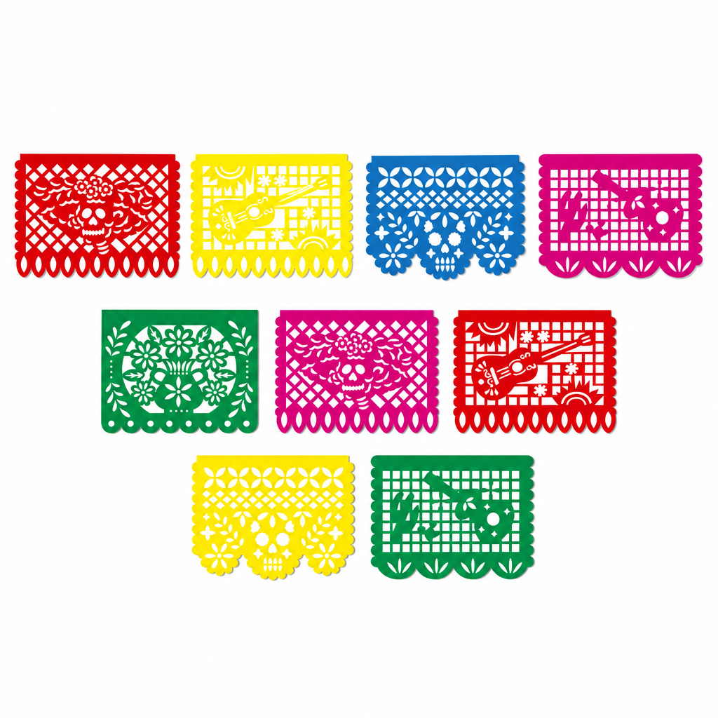 📢📢50% OFF !! ⏰Mexican Plastic Banner Day of the Dead Paper Cut Style Garland for Cinco de Mayo and Halloween Party