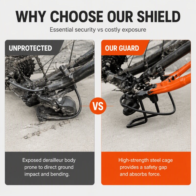 🚲 50% OFF NOW ✨ Steel Rear Derailleur Guard — Solid Barrier for Your Bike's Gears 🛡️