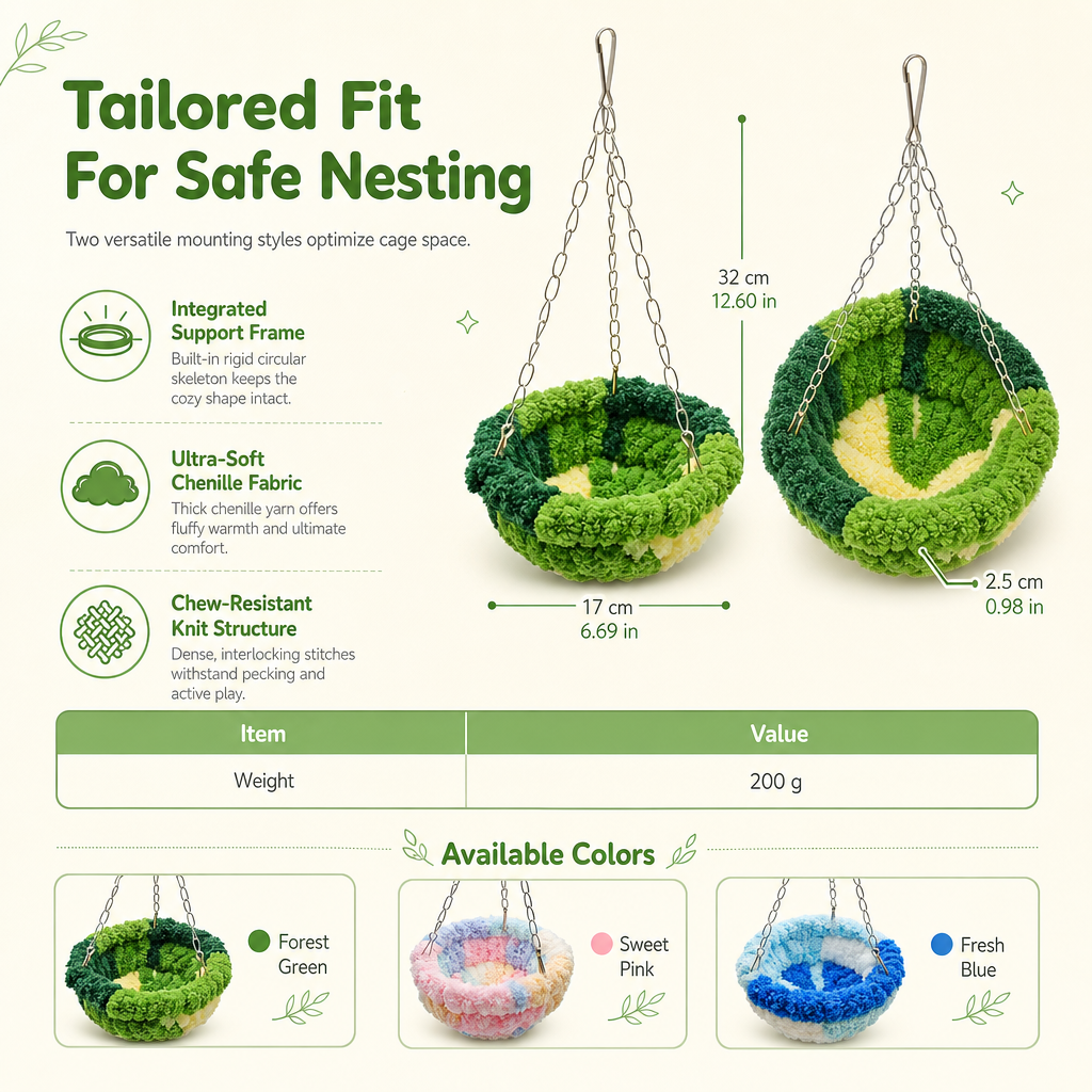 Warm Winter Cotton Bird Nest Hanging Hammock for Parrots Cockatiels Lovebirds Budgies Birdcage Sleeping Bed Swing Toy