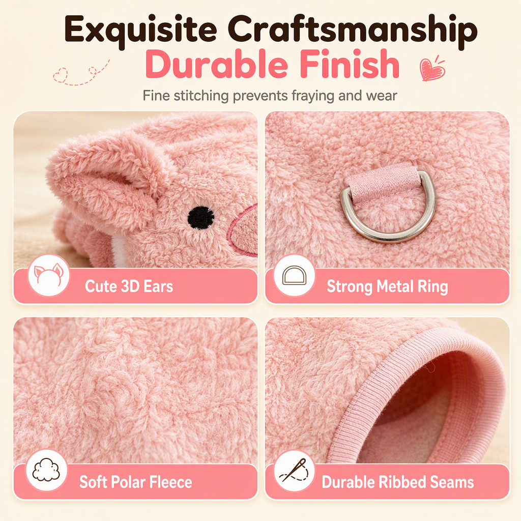 Warm Fleece Lined Pet Vest with Cartoon Embroidery for Dogs and Cats