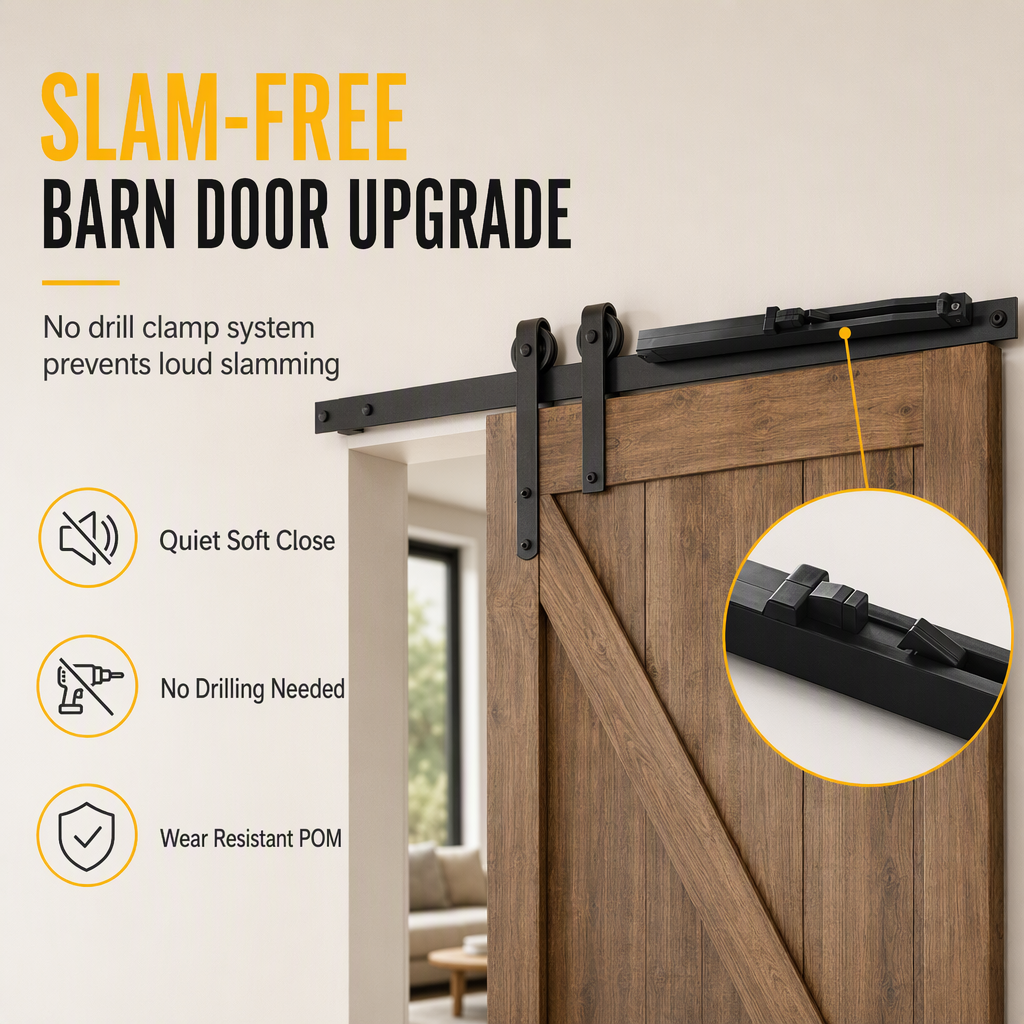 📢📢50% OFF !! ⏰Sliding Barn Door Soft Close Mechanism – No-Drill, Quiet Closing, Durable ✨