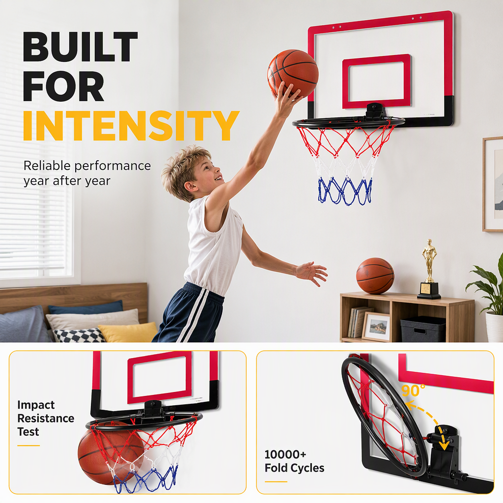 ⏳Limited-time 50% off💥No Drill Wall Mounted Folding Basketball Hoop Toy Set for Kids Indoor and Outdoor Play