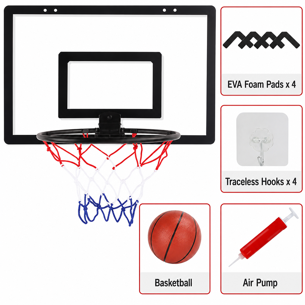⏳Limited-time 50% off💥No Drill Wall Mounted Folding Basketball Hoop Toy Set for Kids Indoor and Outdoor Play