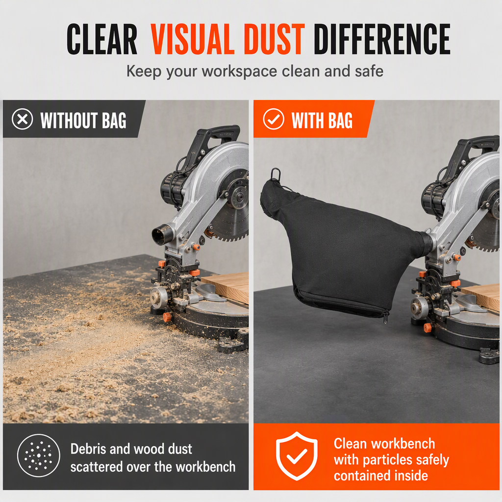 📢50% OFF!!!🔧Dust Collection Bag with Steel Wire Clamp for 10-Inch/255mm Aluminium & Mitre Saws