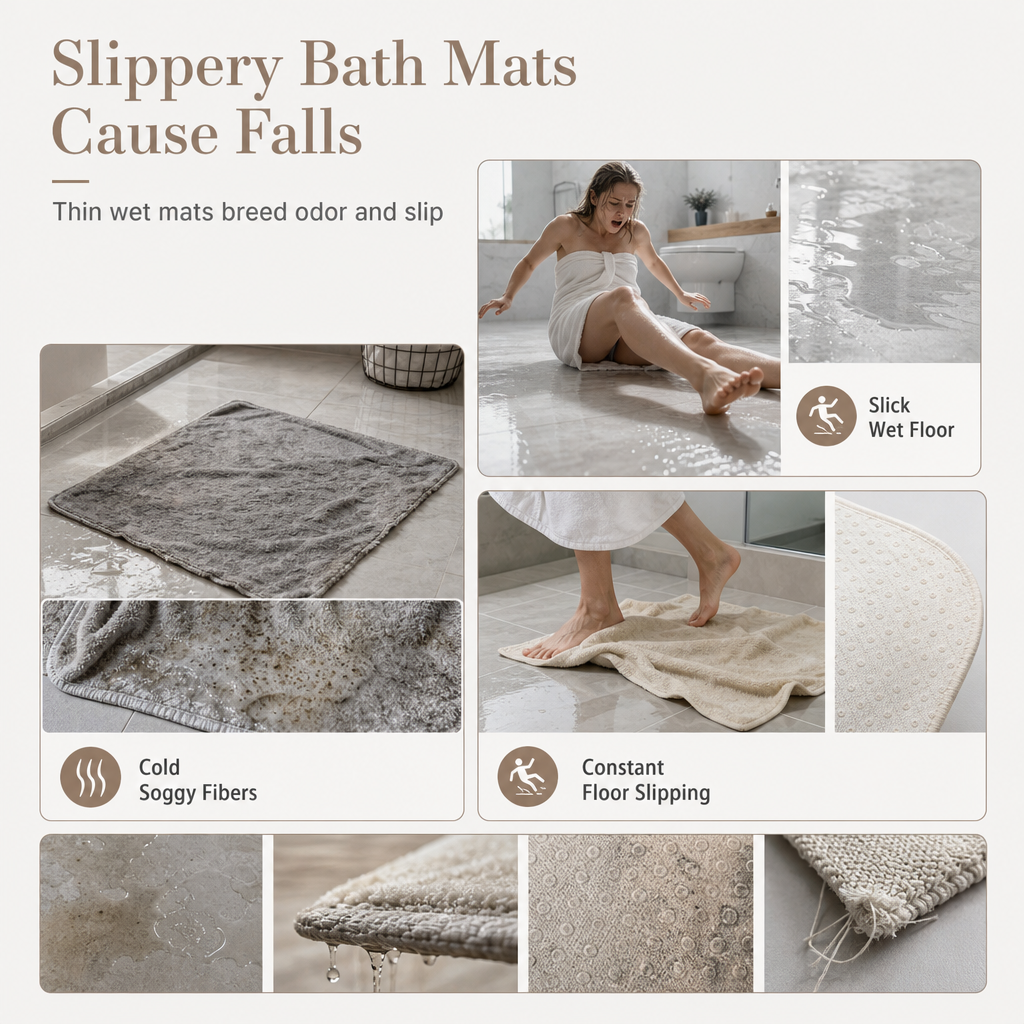 Non Slip Water Absorbent Waffle Weave Bathroom Mat Solid Color Entrance Doormat