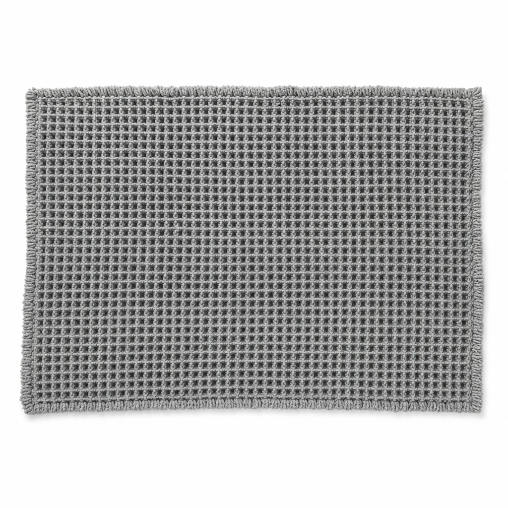 Non Slip Water Absorbent Waffle Weave Bathroom Mat Solid Color Entrance Doormat