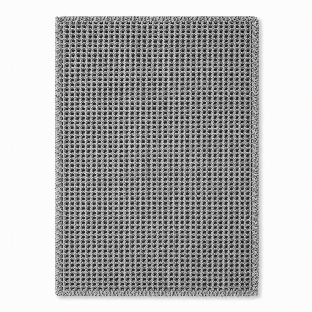Non Slip Water Absorbent Waffle Weave Bathroom Mat Solid Color Entrance Doormat
