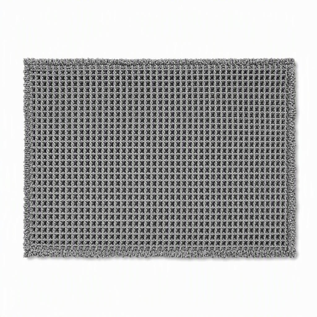 Non Slip Water Absorbent Waffle Weave Bathroom Mat Solid Color Entrance Doormat