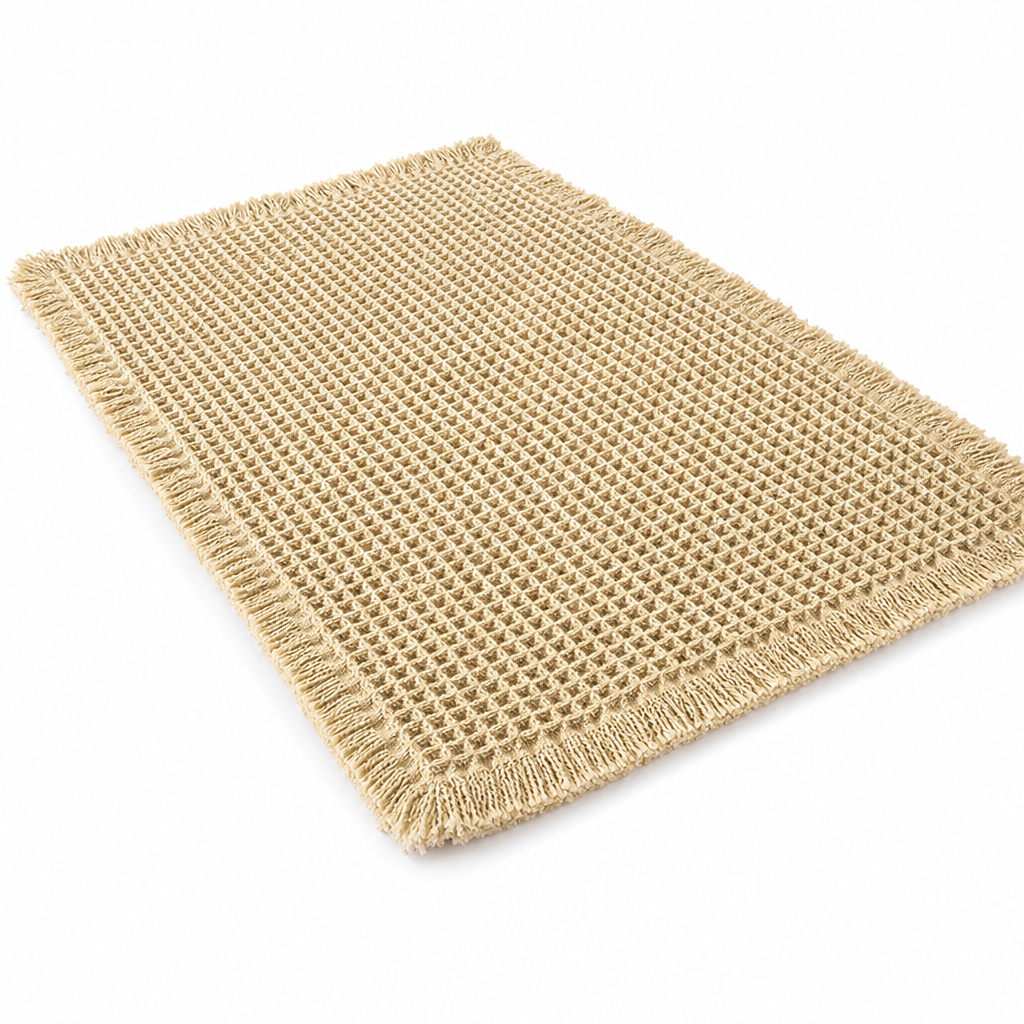 Non Slip Water Absorbent Waffle Weave Bathroom Mat Solid Color Entrance Doormat