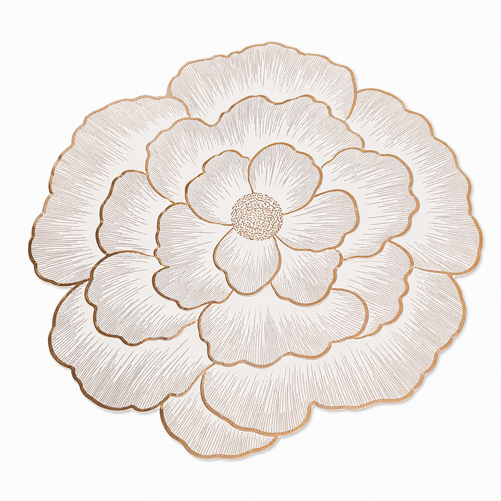 🍽️🔥Nordic‑Style Metallic‑Gilded Hollow‑Peony PVC Placemat | Water‑Oil‑Repellent Wipe‑Clean🌸