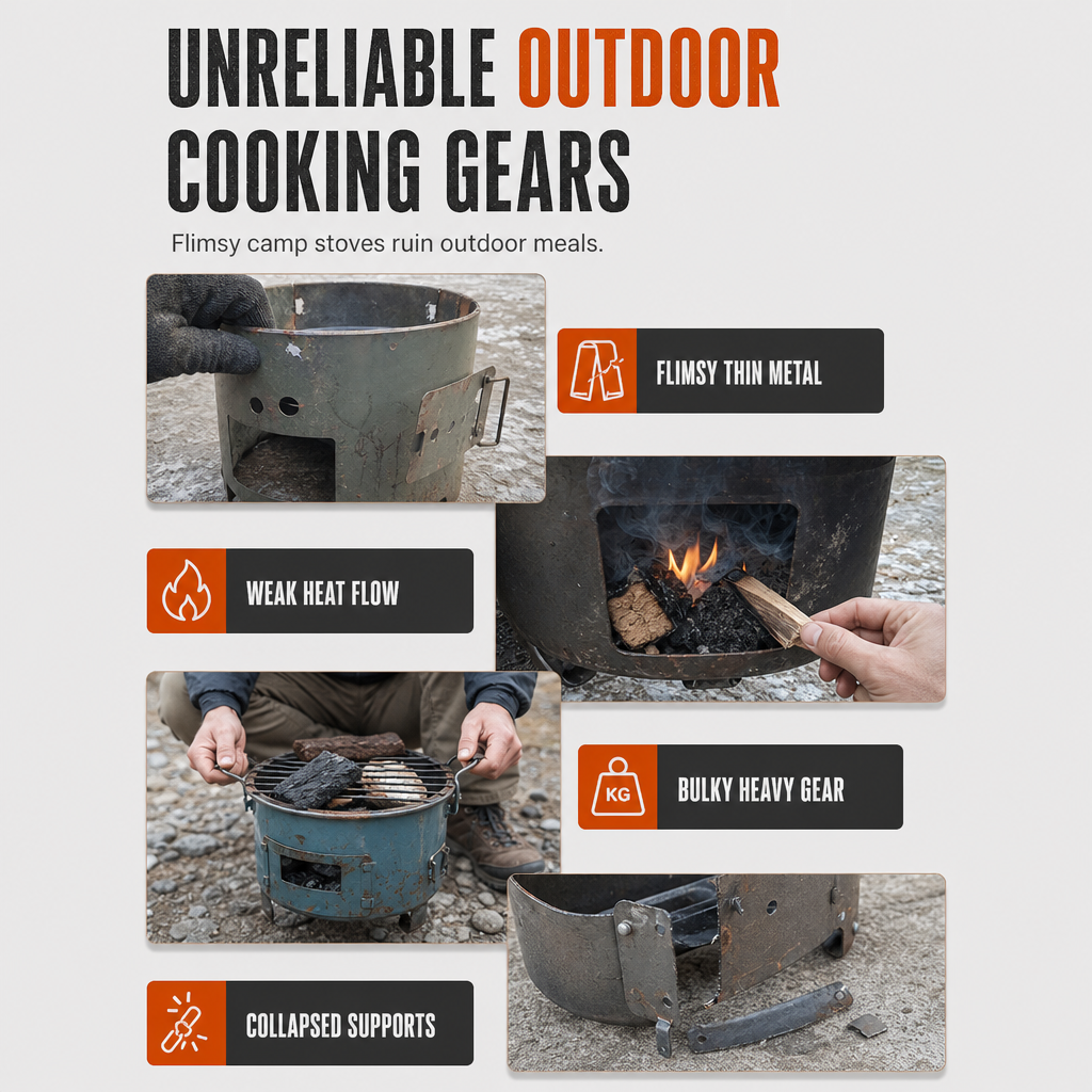 🔥 50% OFF!🍳 Portable Multi-Functional Camping Stove – Efficient Heat & Cooking System, Durable Metal Design, Easy Carry for Outdoor Adventures 🏕️💪