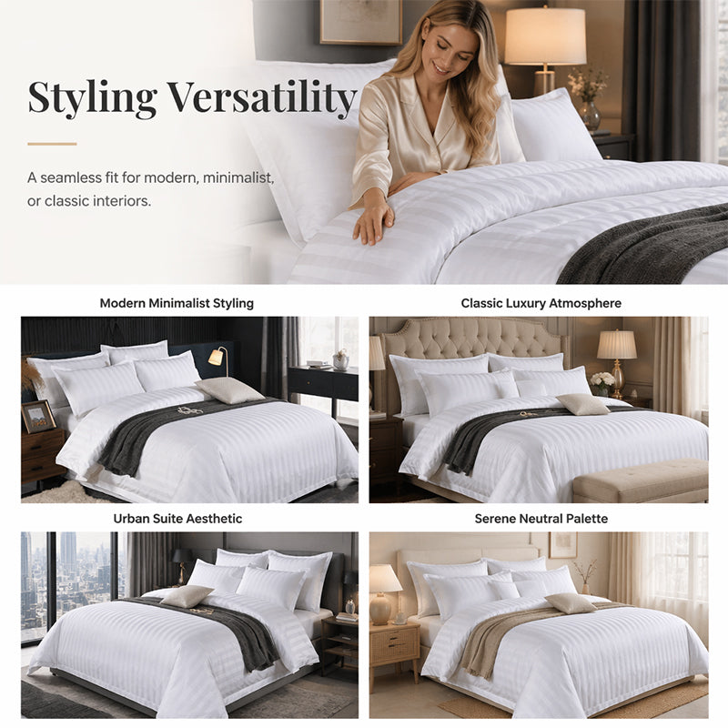 🛏️ LIMITED-TIME 50% OFF! ✨ Hotel Style Satin Stripe Bedding Set – 120g Fabric, Internal Ties, 7 Colors ✨