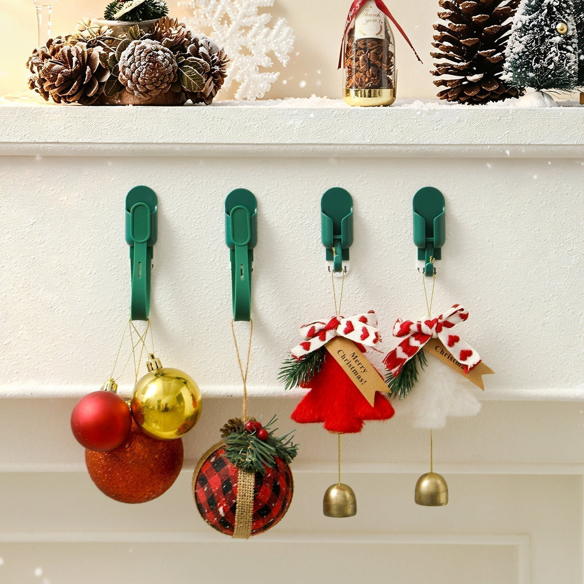 📢📢50% OFF !! ⏰ Silicone Christmas Wreath Ties & Traceless Hooks – Reusable, Damage-Free Holiday Decor Hanging Kit ✨