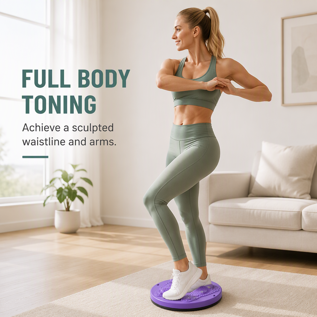 Home Fitness Waist Twisting Disc Twister Board with Resistance Bands for Core Workout and Slimming