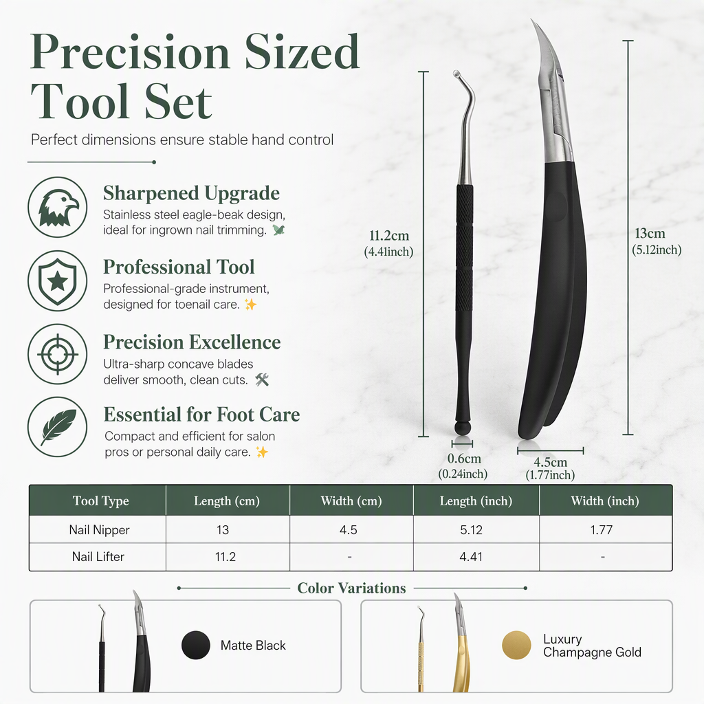 ⏳Time-Limited Special⏰Stainless Steel Ingrown Toenail Clipper and Dead Skin Nipper 2 Piece Manicure Set