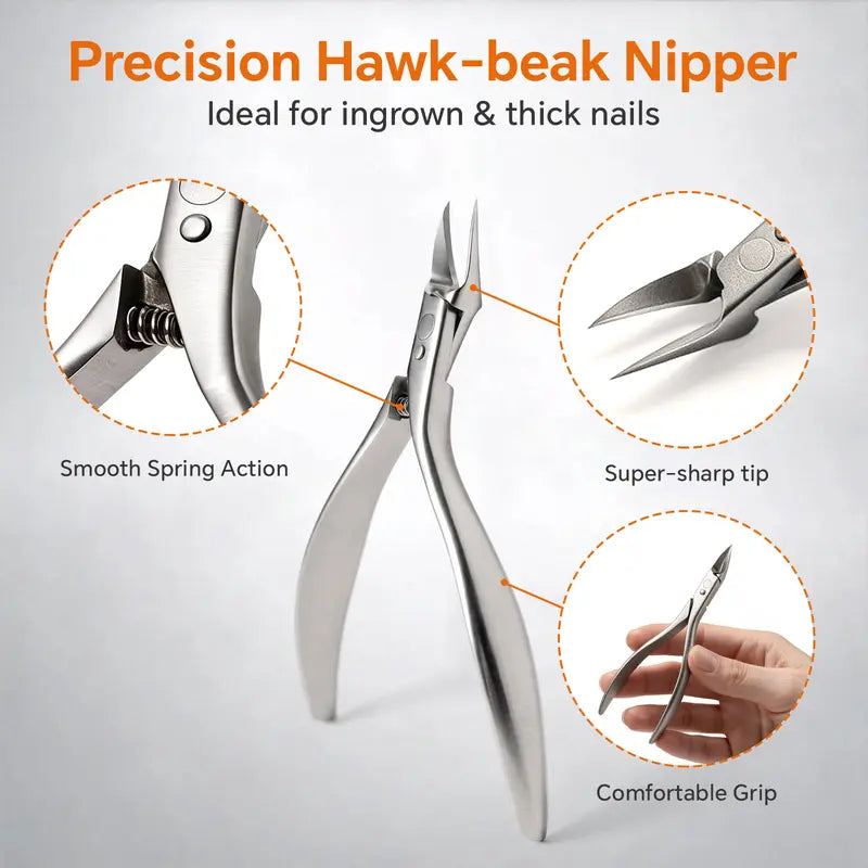 ⏳Time-Limited Special⏰Stainless Steel Ingrown Toenail Clipper and Dead Skin Nipper 2 Piece Manicure Set