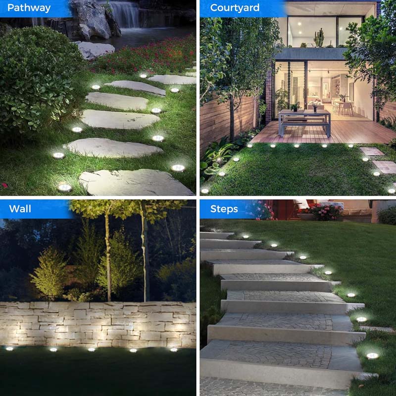 🌞🌷4-Pack Outdoor Garden Solar Ground Lights | 8-LED Auto On/Off Weather-Resistant Pathway Landscape Light⚡