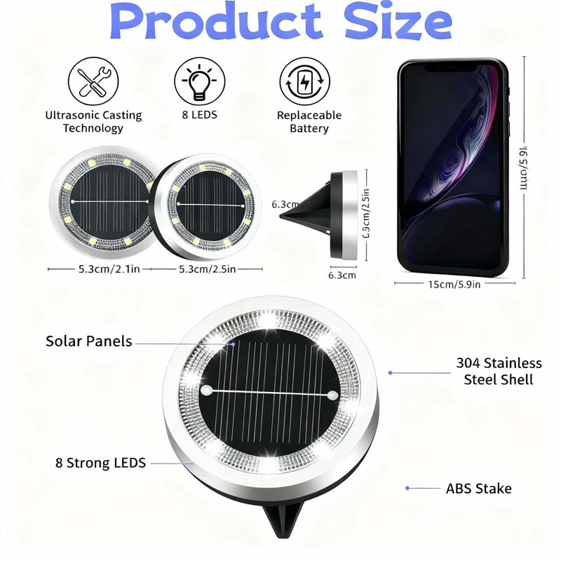 🌞🌷4-Pack Outdoor Garden Solar Ground Lights | 8-LED Auto On/Off Weather-Resistant Pathway Landscape Light⚡