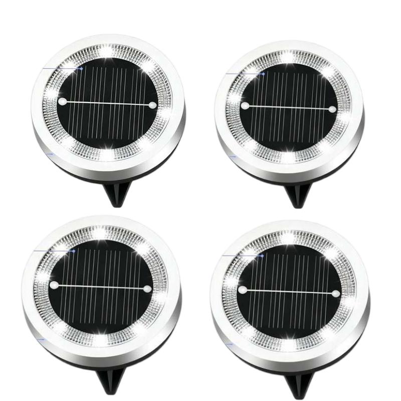 🌞🌷4-Pack Outdoor Garden Solar Ground Lights | 8-LED Auto On/Off Weather-Resistant Pathway Landscape Light⚡