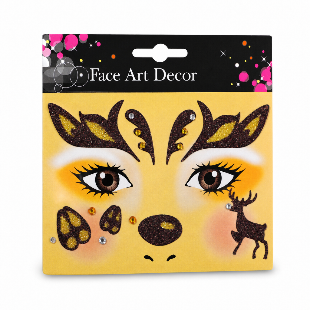 📢📢50% OFF !! ⏰ Christmas Holiday Temporary Face Tattoo Stickers – Animal Designs, Glitter Face Gems ✨