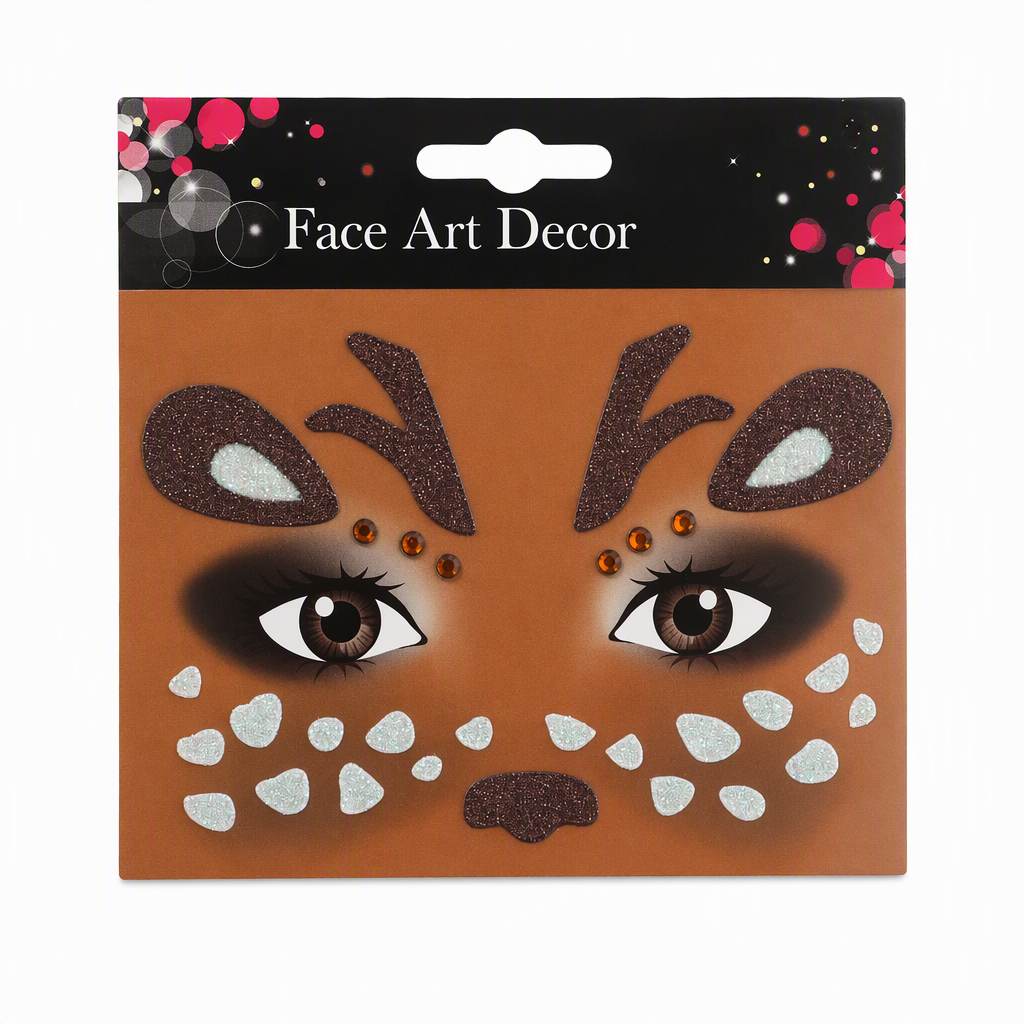 📢📢50% OFF !! ⏰ Christmas Holiday Temporary Face Tattoo Stickers – Animal Designs, Glitter Face Gems ✨