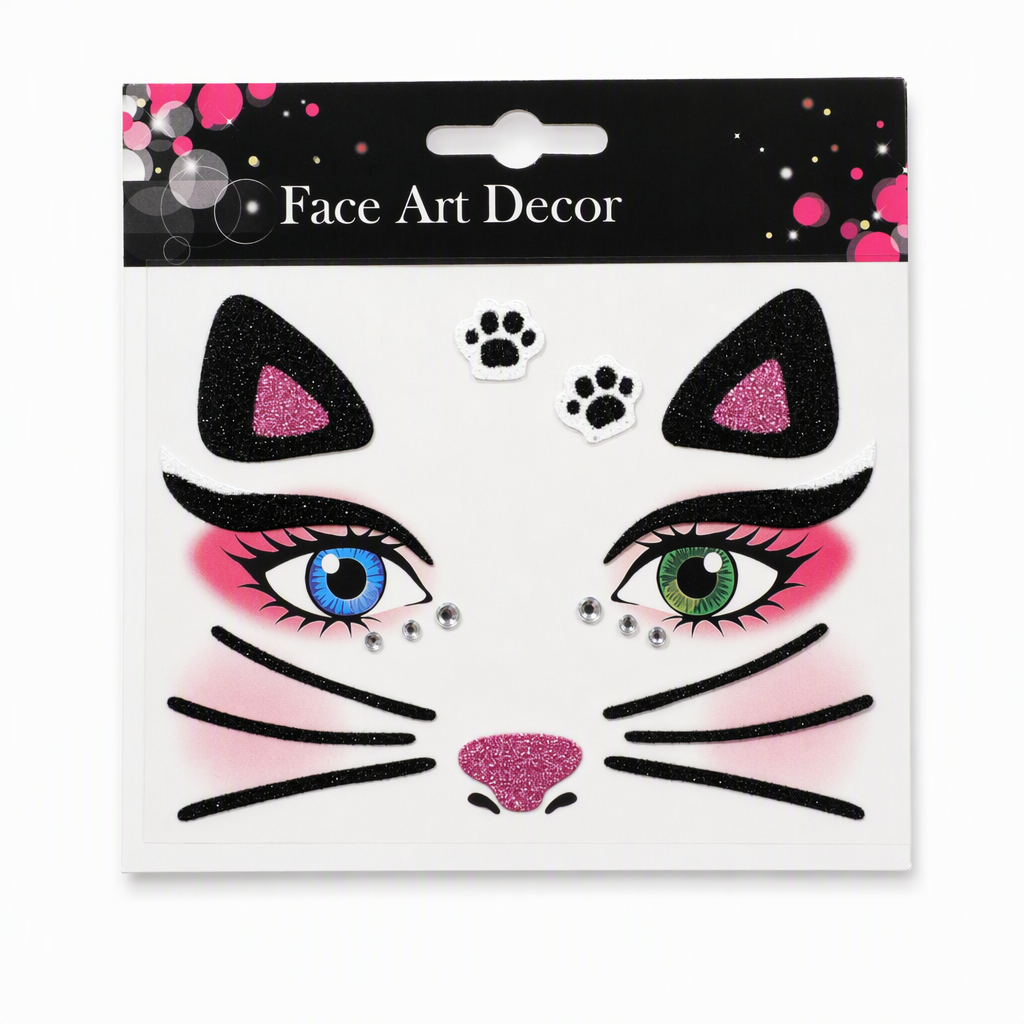 📢📢50% OFF !! ⏰ Christmas Holiday Temporary Face Tattoo Stickers – Animal Designs, Glitter Face Gems ✨