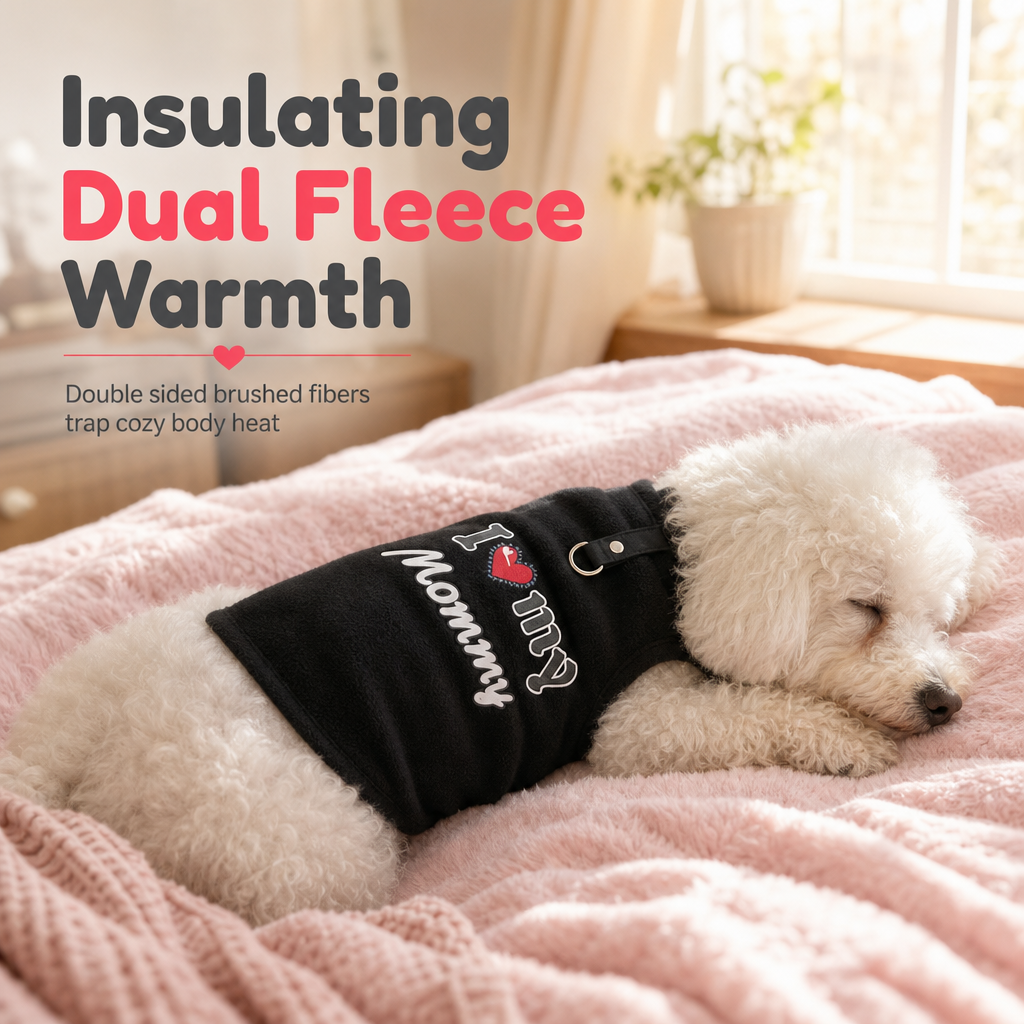⏳Time-Limited Special⏰Warm Pet Sweater with Leash Ring – “Love Dad & Mum” Design, Keep Your Pup Cosy & Stylish on Winter Walks ❄️