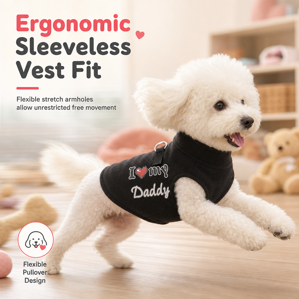⏳Time-Limited Special⏰Warm Pet Sweater with Leash Ring – “Love Dad & Mum” Design, Keep Your Pup Cosy & Stylish on Winter Walks ❄️