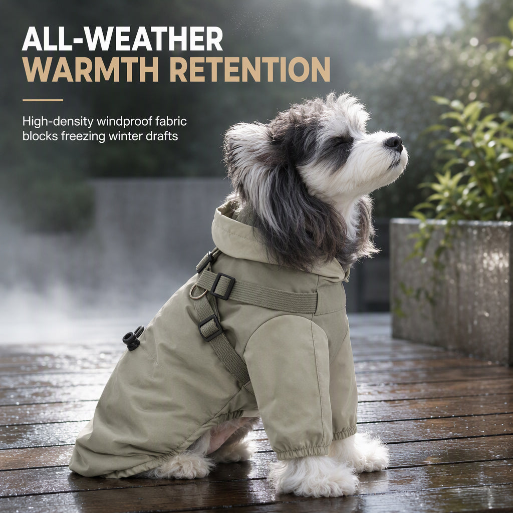 🐶 LIMITED-TIME 50% OFF! ❄️ Warm Padded Dog Winter Coat – Waterproof, Windproof, With Harness Rings ✨