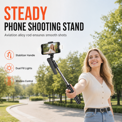 Extendable Selfie Stick Tripod with Bluetooth Remote Control and Handheld Phone Gimbal Stabilizer for Live Streaming and Photography