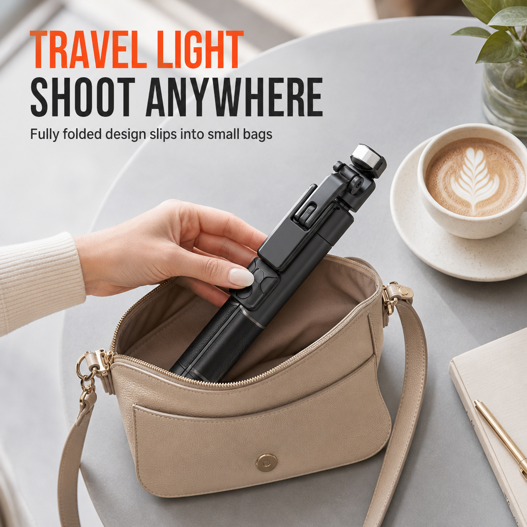 Extendable Selfie Stick Tripod with Bluetooth Remote Control and Handheld Phone Gimbal Stabilizer for Live Streaming and Photography