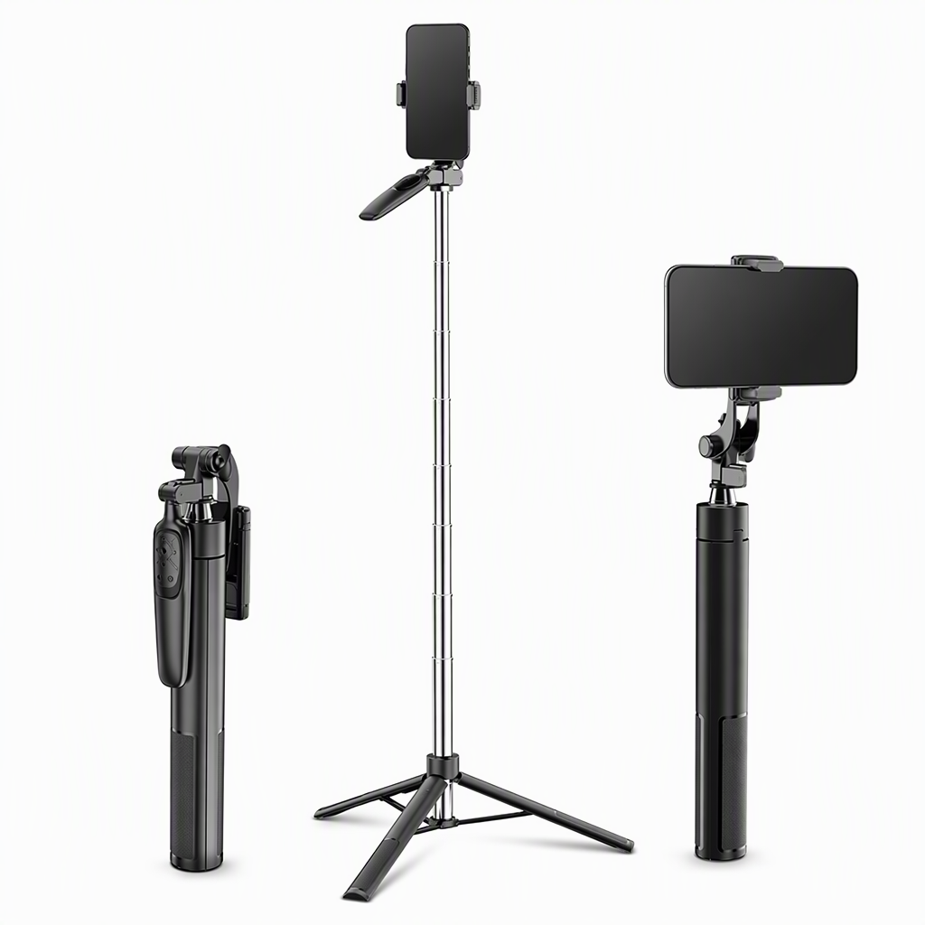 Extendable Selfie Stick Tripod with Bluetooth Remote Control and Handheld Phone Gimbal Stabilizer for Live Streaming and Photography